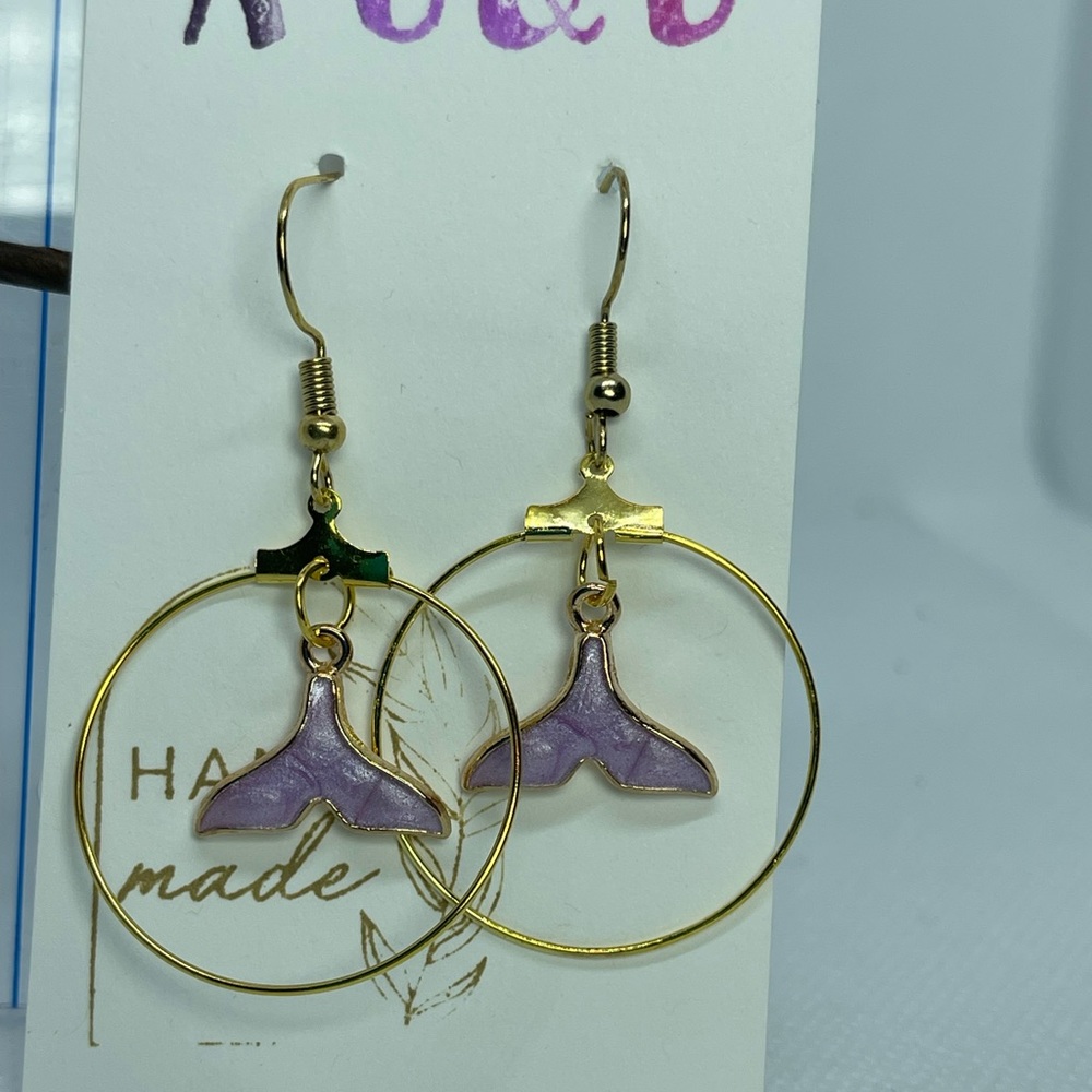 Pink mermaid tail hoops